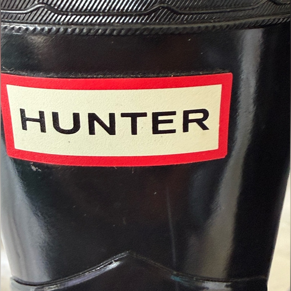 HUNTER Original Wellies Glossy Refined Wedge Rain Boots Black UK 4/EUR 36/US 6 - Picture 6 of 8